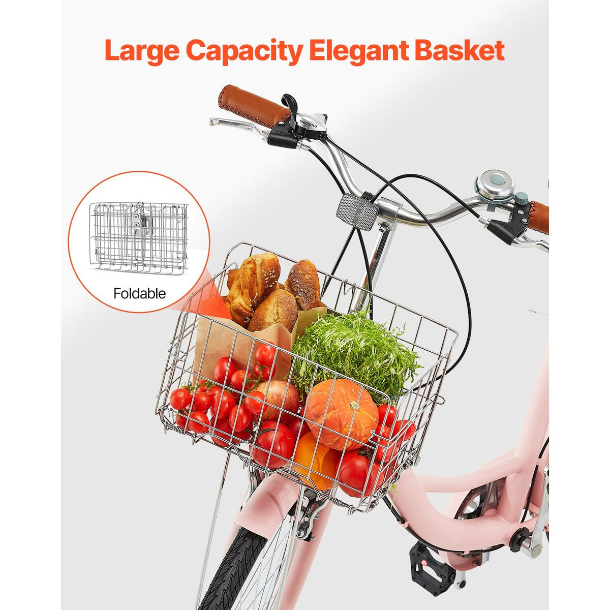 Cruiser Bike, 7-Speed, 26-Inch Pink Beach Cruiser Bike with Large Capacity Basket and Rear Rack, Secure & Sturdy Cruiser Bike with Adjustable Seat, Fits for Cycling, Exercise & Shopping