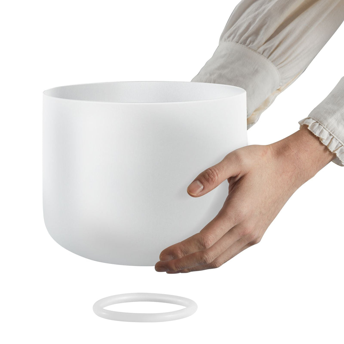 Crystal Singing Bowl, 8-inch F Note Heart Chakra Singing Bowl, Portable Frosted Quartz Singing Bowl with Rubber Mallet, O-Ring and 8" Carrying Bag, Perfect for Meditation Yoga Sound Healing Bath