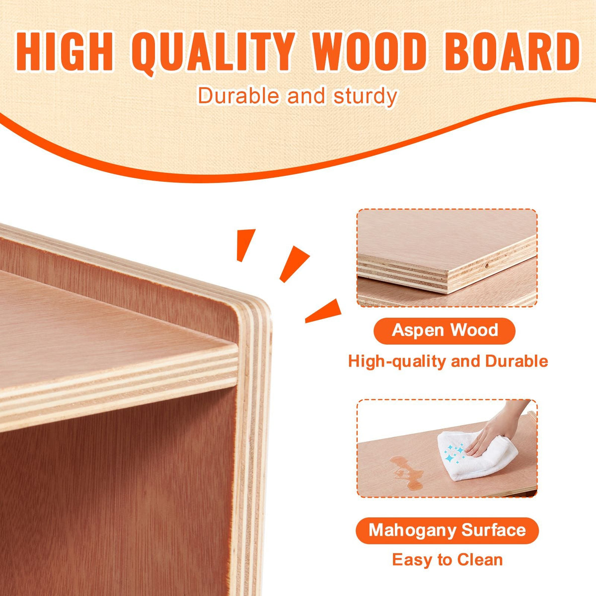 Cubby Mobile Tray Storage Cabinet, 5-Compartment Cubby Storage Shelf, Cubby Storage Cabinet 2-shelf, Classroom Cubbies, Classroom Furniture for Home, Daycare and Preschool, Natural