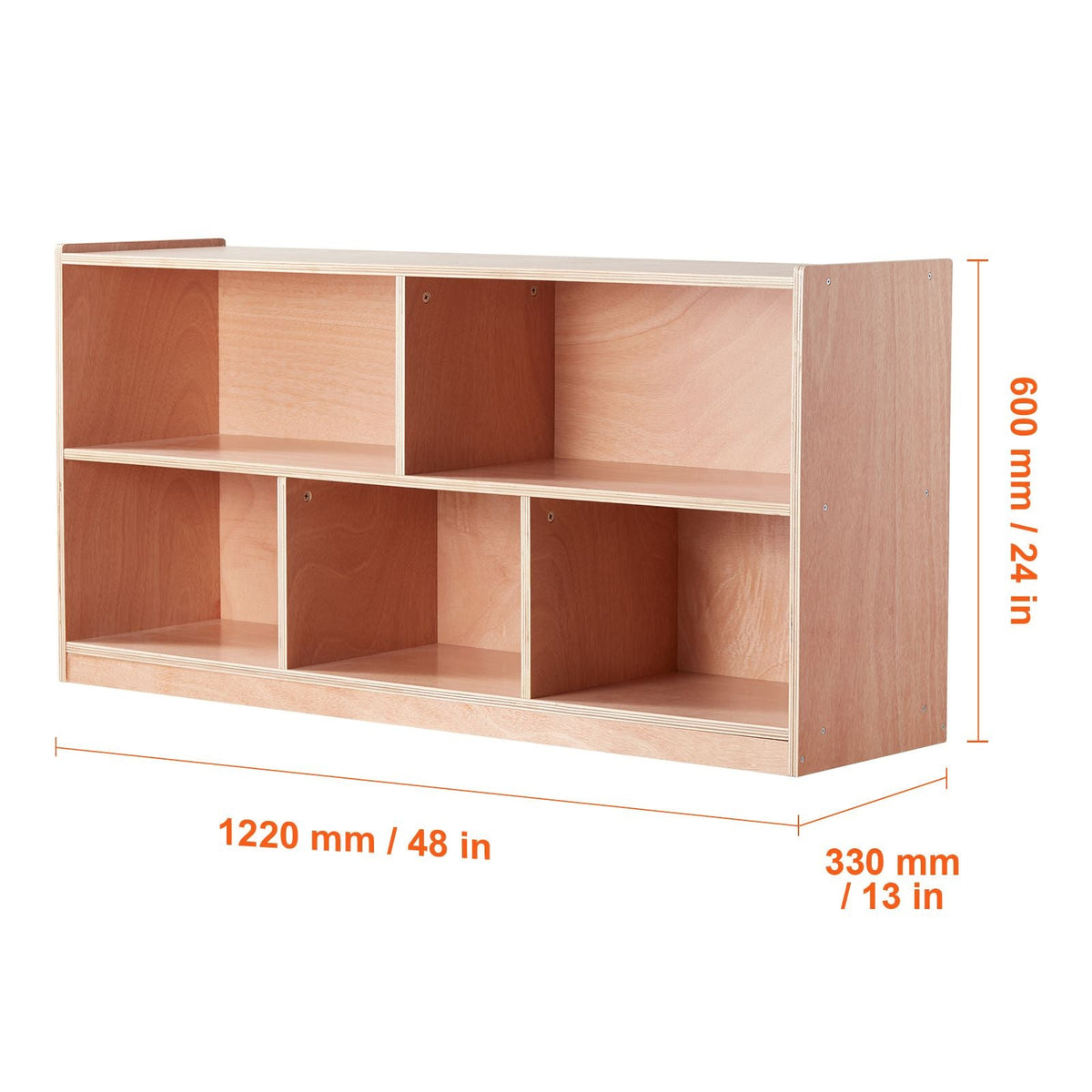 Cubby Mobile Tray Storage Cabinet, 5-Compartment Cubby Storage Shelf, Cubby Storage Cabinet 2-shelf, Classroom Cubbies, Classroom Furniture for Home, Daycare and Preschool, Natural