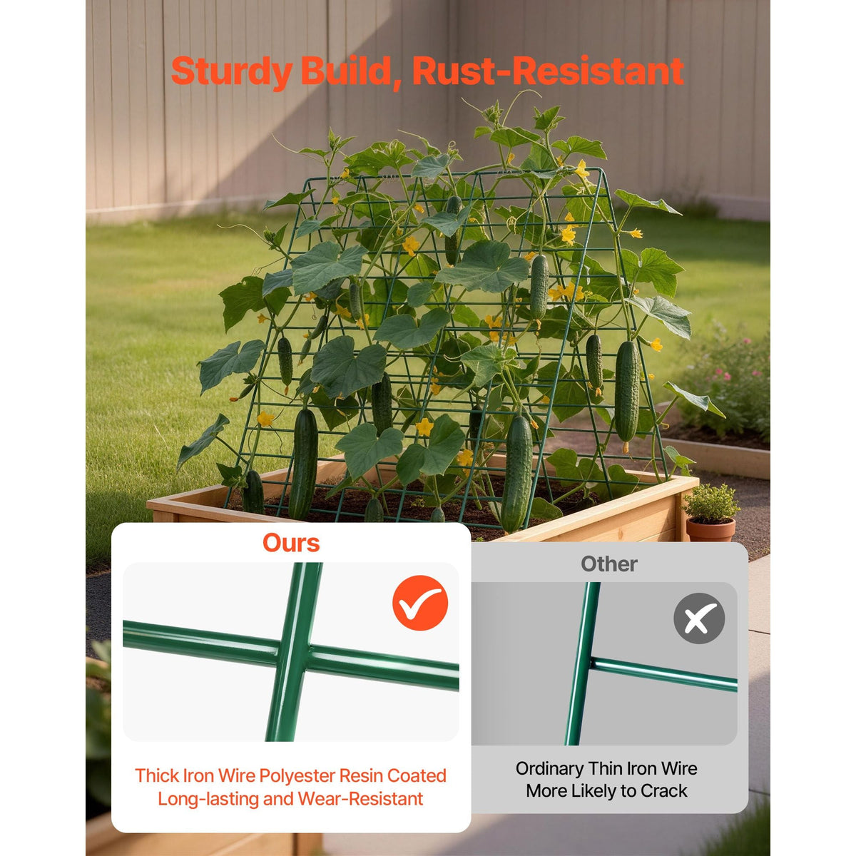 Cucumber Trellis 4 Pack, A-Frame Garden Trellises for Raised Bed, Metal Rustproof Coating Plant Support for Vine, Climbing Plants, Peas, Beans, Zucchini, Tomato, Flower (35.43 x 27.56 in x 4PCS)