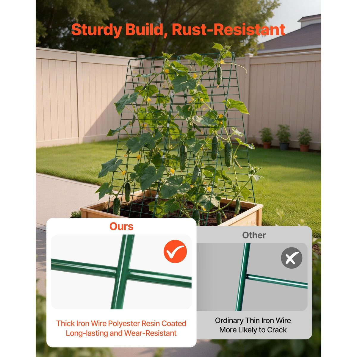 Cucumber Trellis 4 Pack, A-Frame Garden Trellises for Raised Bed, Metal Rustproof Coating Plant Support for Vine, Climbing Plants, Peas, Beans, Zucchini, Tomato, Flower (46.06 x 16.93 in x 4PCS)
