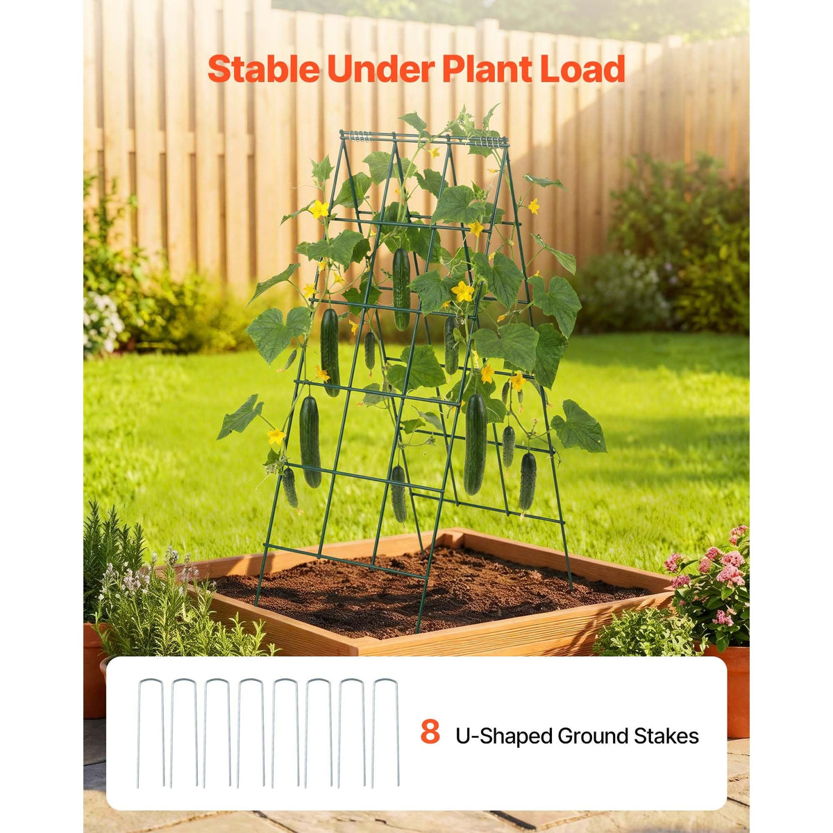 Cucumber Trellis 4 Pack, A-Frame Garden Trellises for Raised Bed, Metal Rustproof Coating Plant Support for Vine, Climbing Plants, Peas, Beans, Zucchini, Tomato, Flower (46.06 x 18.11 in x 4PCS)