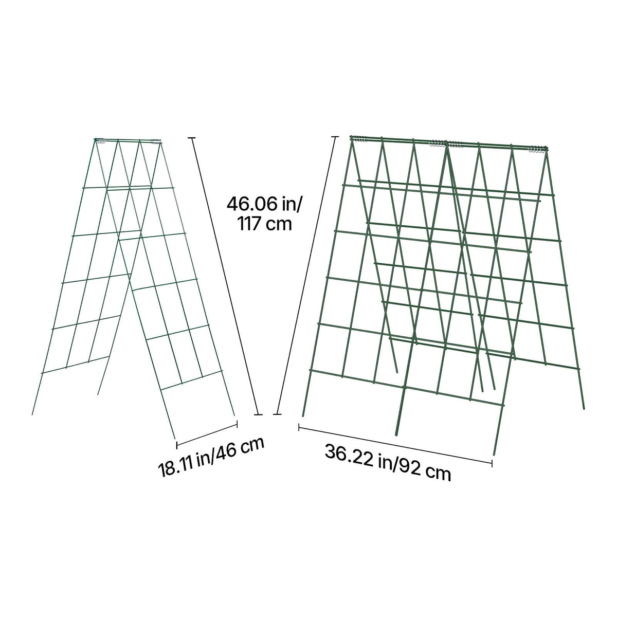 Cucumber Trellis 4 Pack, A-Frame Garden Trellises for Raised Bed, Metal Rustproof Coating Plant Support for Vine, Climbing Plants, Peas, Beans, Zucchini, Tomato, Flower (46.06 x 18.11 in x 4PCS)