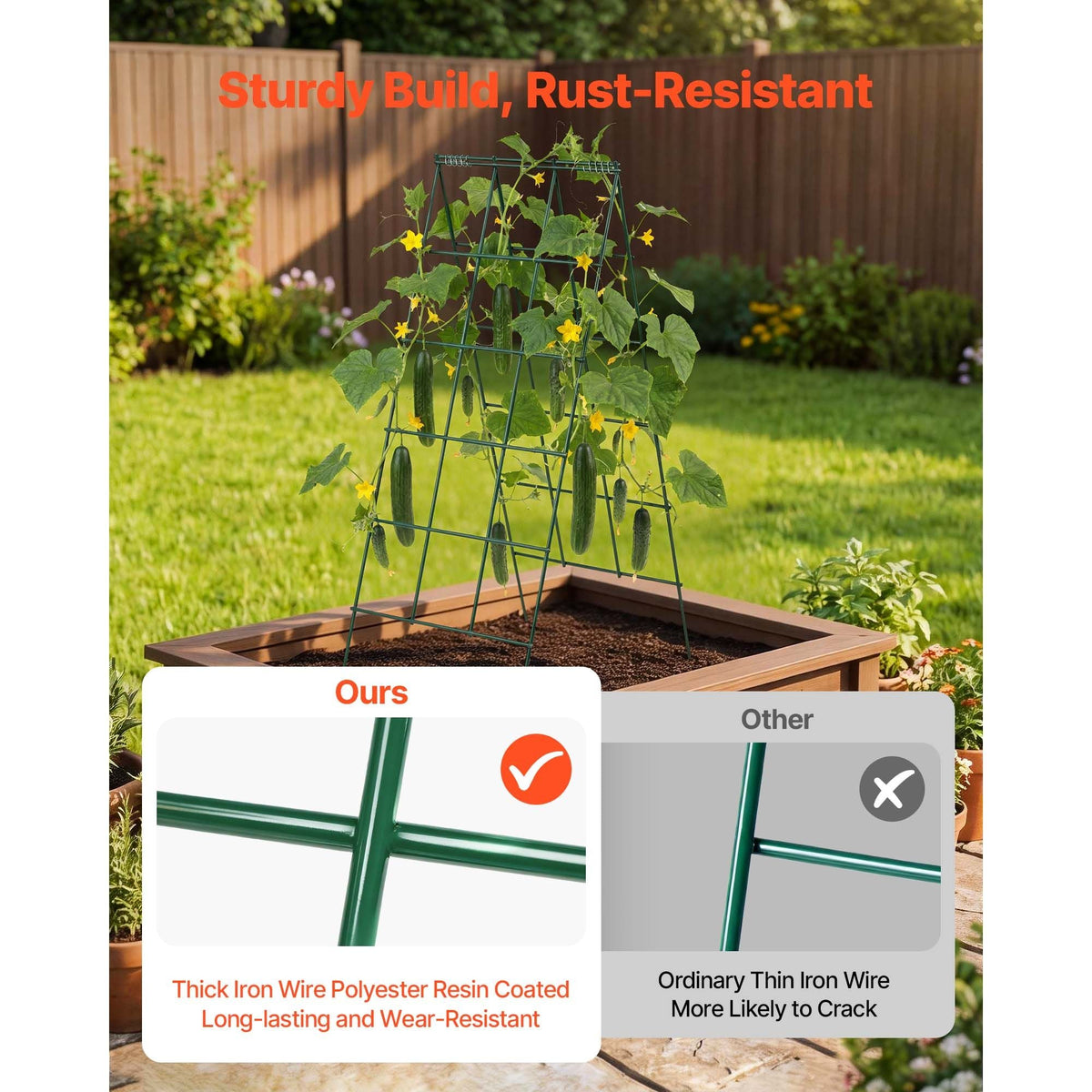 Cucumber Trellis 4 Pack, A-Frame Garden Trellises for Raised Bed, Metal Rustproof Coating Plant Support for Vine, Climbing Plants, Peas, Beans, Zucchini, Tomato, Flower (46.06 x 18.11 in x 4PCS)