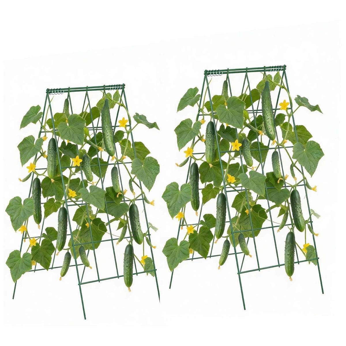 Cucumber Trellis 4 Pack, A-Frame Garden Trellises for Raised Bed, Metal Rustproof Coating Plant Support for Vine, Climbing Plants, Peas, Beans, Zucchini, Tomato, Flower (46.06 x 18.11 in x 4PCS)