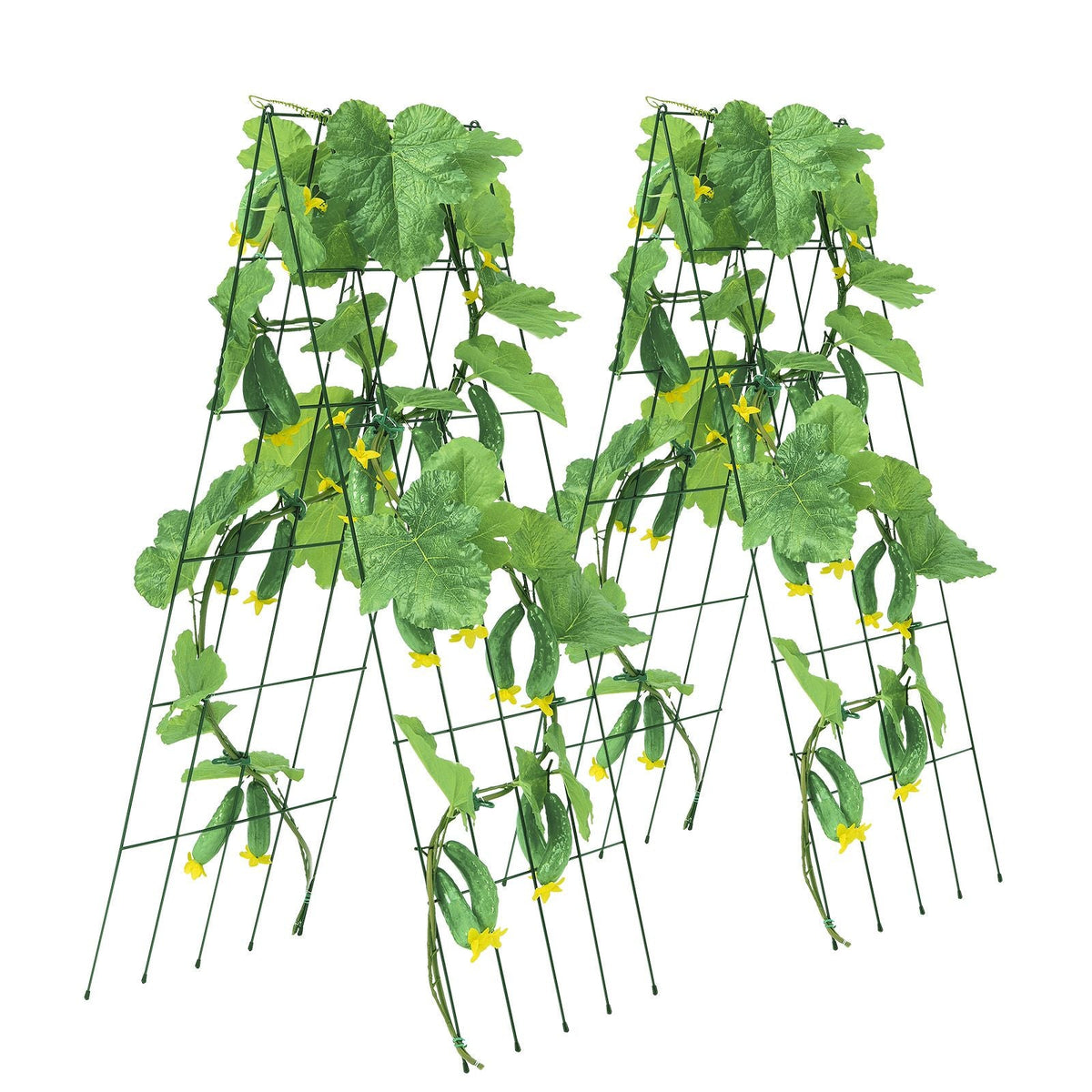 Cucumber Trellis for Climbing Plants, 39" x 32" Foldable Cucumber Trellis Set with Twist Ties, Metal Garden Trellis for Raised Bed, Outdoor Plant Grow Support for Tomato, Squash, Vegetable