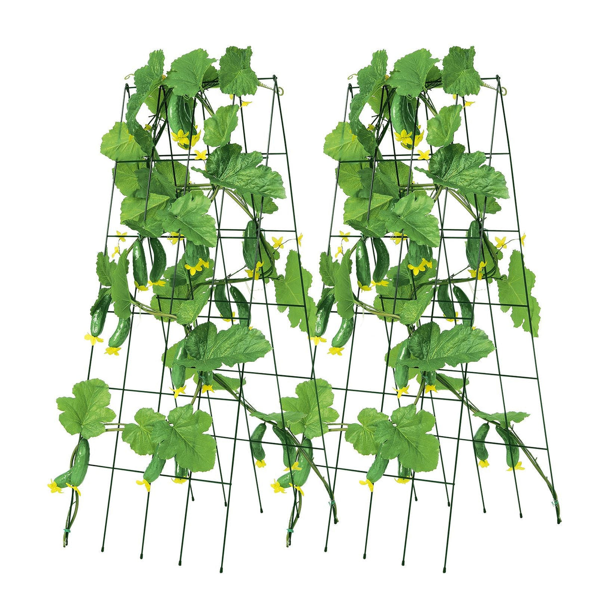 Cucumber Trellis for Climbing Plants, 39" x 32" Foldable Cucumber Trellis Set with Twist Ties, Metal Garden Trellis for Raised Bed, Outdoor Plant Grow Support for Tomato, Squash, Vegetable