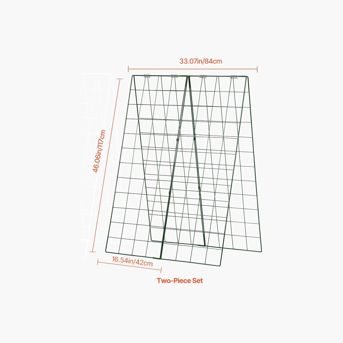 Cucumber Trellis for Climbing Plants, 46" x 32" Foldable Cucumber Trellis Set with Plant Clips, Metal Garden Trellis for Raised Bed, Outdoor Plant Grow Support for Tomato, Squash, Vegetable