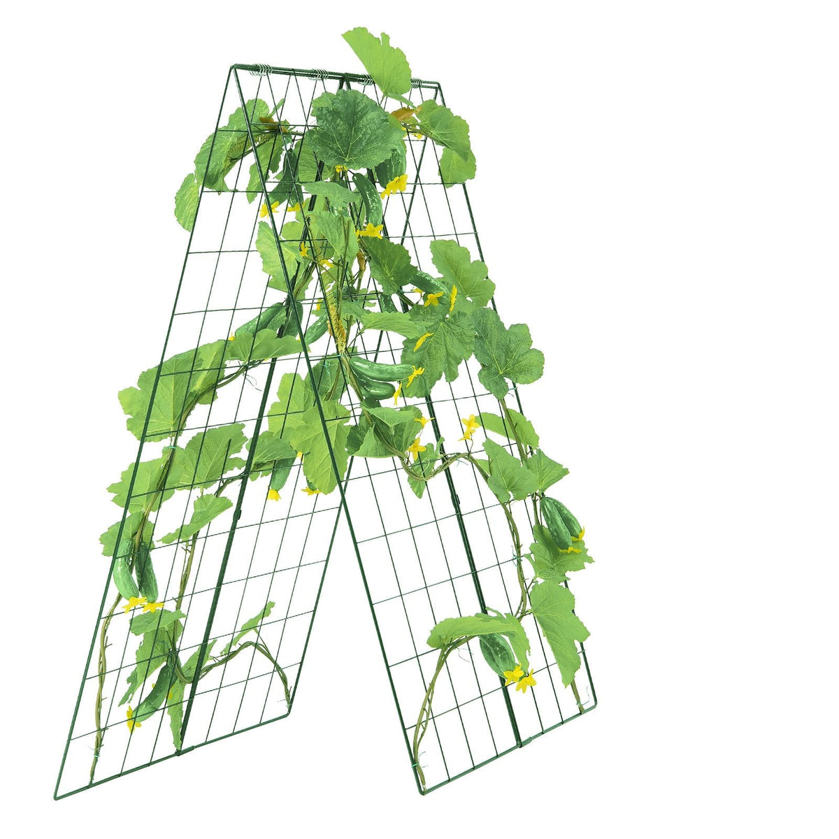 Cucumber Trellis for Climbing Plants, 46" x 32" Foldable Cucumber Trellis Set with Plant Clips, Metal Garden Trellis for Raised Bed, Outdoor Plant Grow Support for Tomato, Squash, Vegetable