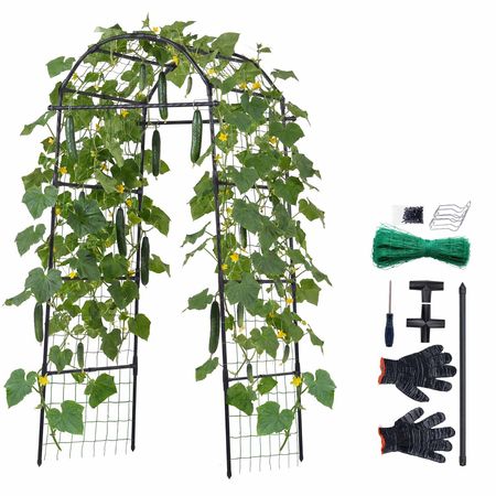 Cucumber Trellis, U-Shape Garden Trellises for Raised Bed, Metal Arch Plant Support for Vine, Climbing Plants Outdoor, Peas, Beans, Zucchini, Tomato, Squash, Flower (32.01 x 31.5 x 80.71 in)