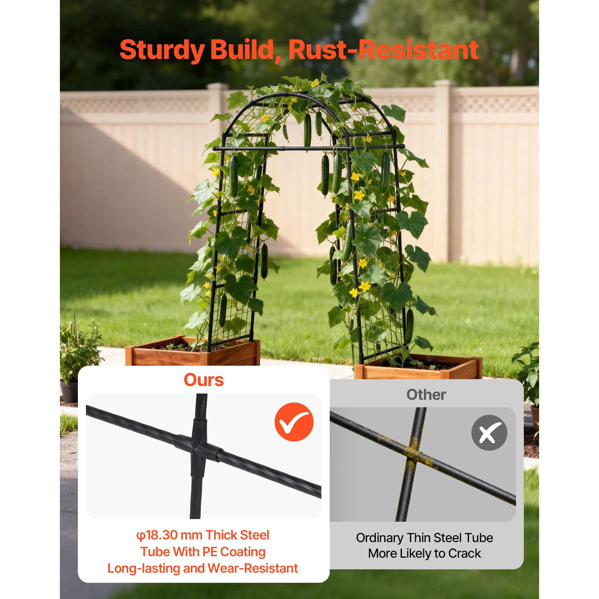 Cucumber Trellis, U-Shape Garden Trellises for Raised Bed, Metal Arch Plant Support for Vine, Climbing Plants Outdoor, Peas, Beans, Zucchini, Tomato, Squash, Flower (32.01 x 31.5 x 80.71 in)