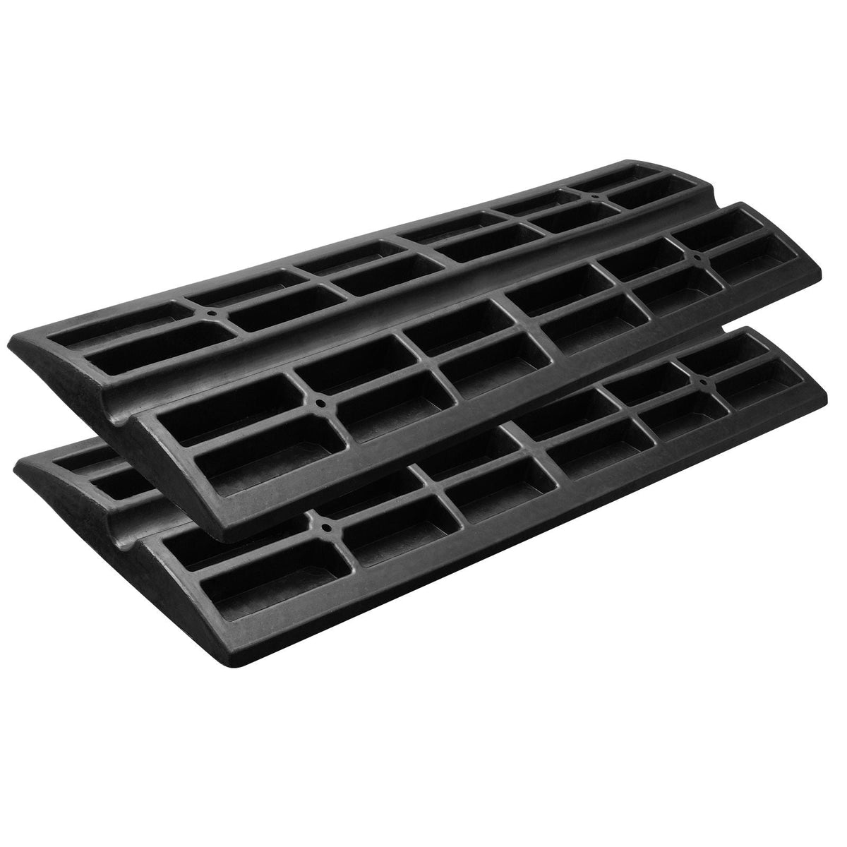 Curb Ramp, 2 Pack, 2.6" Rise, Rubber Driveway Ramps, Heavy Duty 33069 lbs Weight Capacity Threshold Ramp, Curbside Bridge Ramps for Loading Dock Garage Sidewalk, Expandable Full Ramp Set