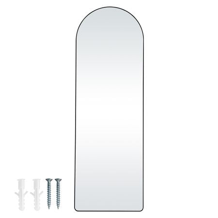 Curved Tall Mirror, 65'' x 22'', Spacious Standalone or Wall Mount Reflective Surface with Aluminum Frame, Comprehensive View Dress Mirror for Bedroom or Living Space, Black