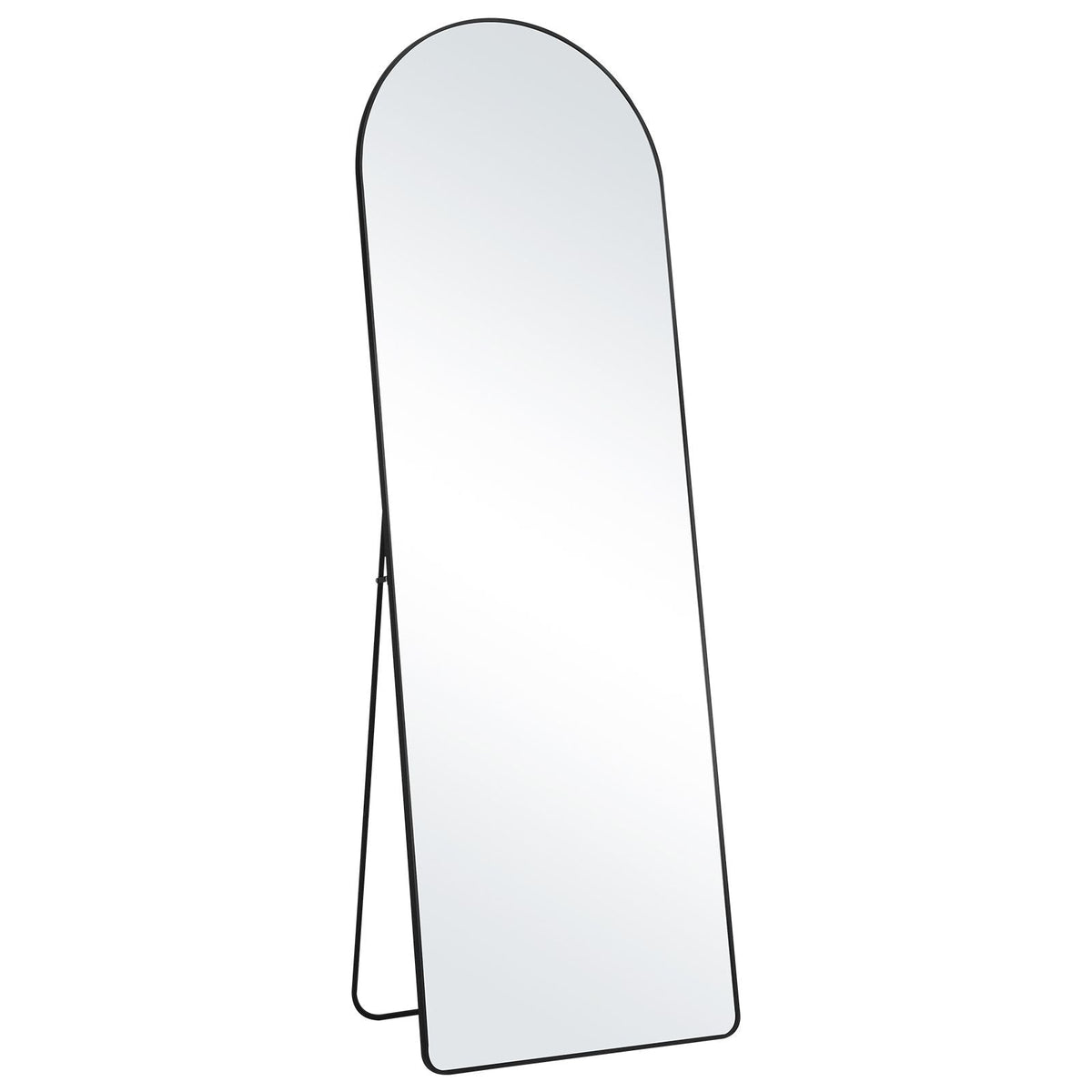 Curved Tall Mirror, 65'' x 22'', Spacious Standalone or Wall Mount Reflective Surface with Aluminum Frame, Comprehensive View Dress Mirror for Bedroom or Living Space, Black