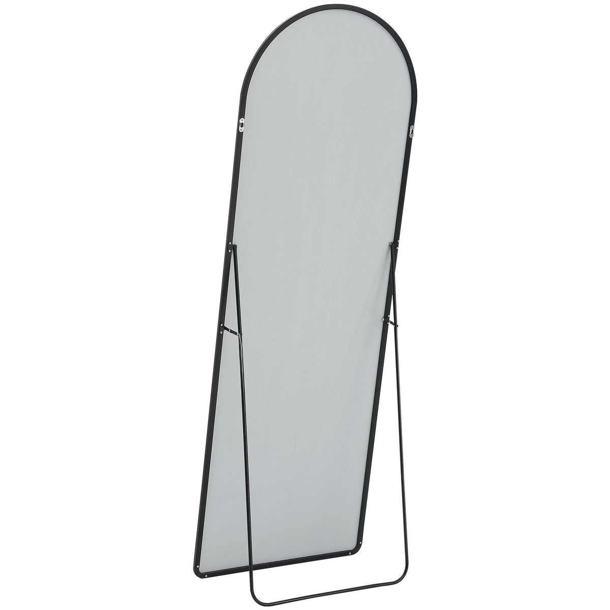 Curved Tall Mirror, 65'' x 22'', Spacious Standalone or Wall Mount Reflective Surface with Aluminum Frame, Comprehensive View Dress Mirror for Bedroom or Living Space, Black