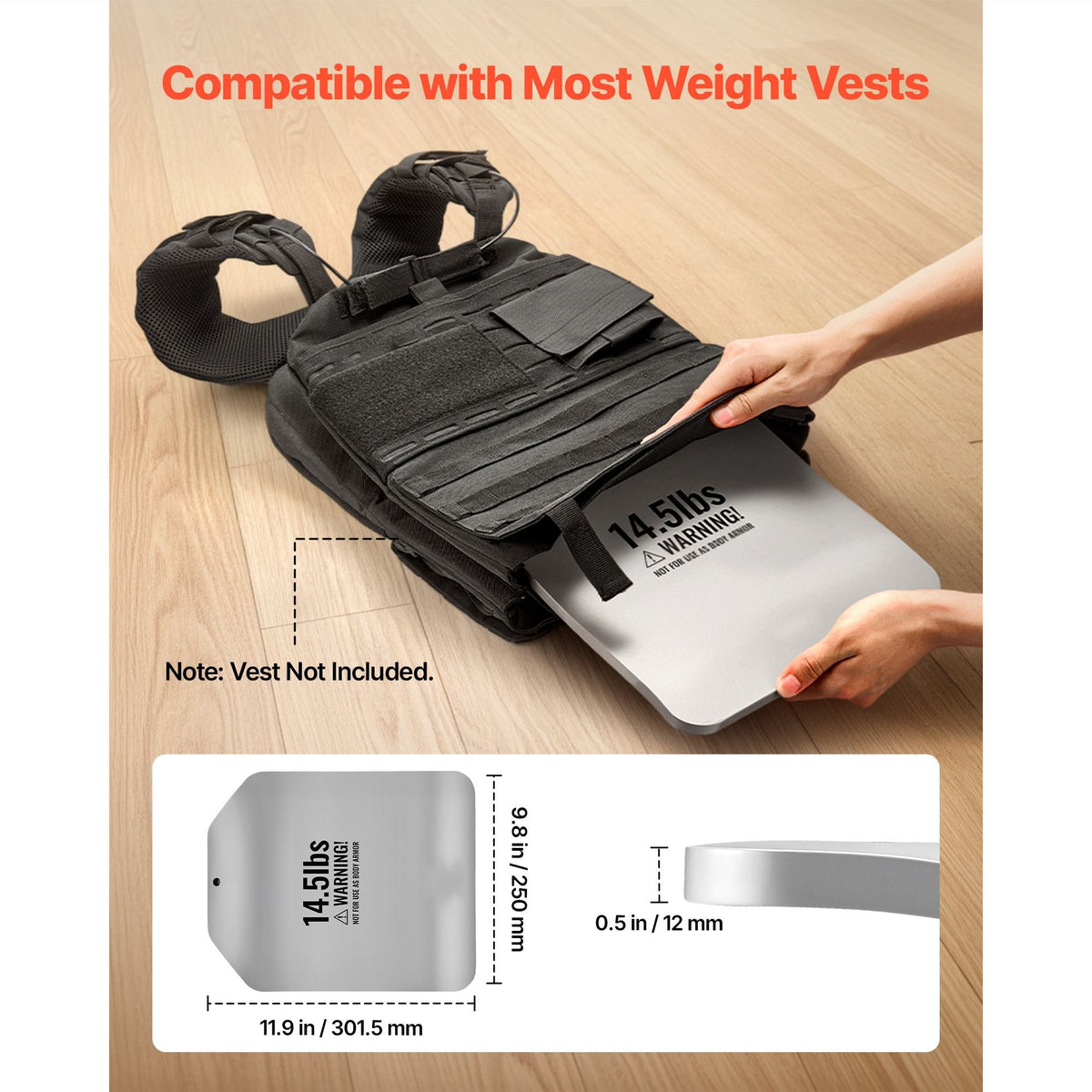 Curved Weight Vest Plates, 14.5 LB Pairs, Premium Steel Tactical Weighted Plates for Vest, Ergonomic Design, for Strength Endurance Training, Running, Jogging, Fitness, Heavy Workouts