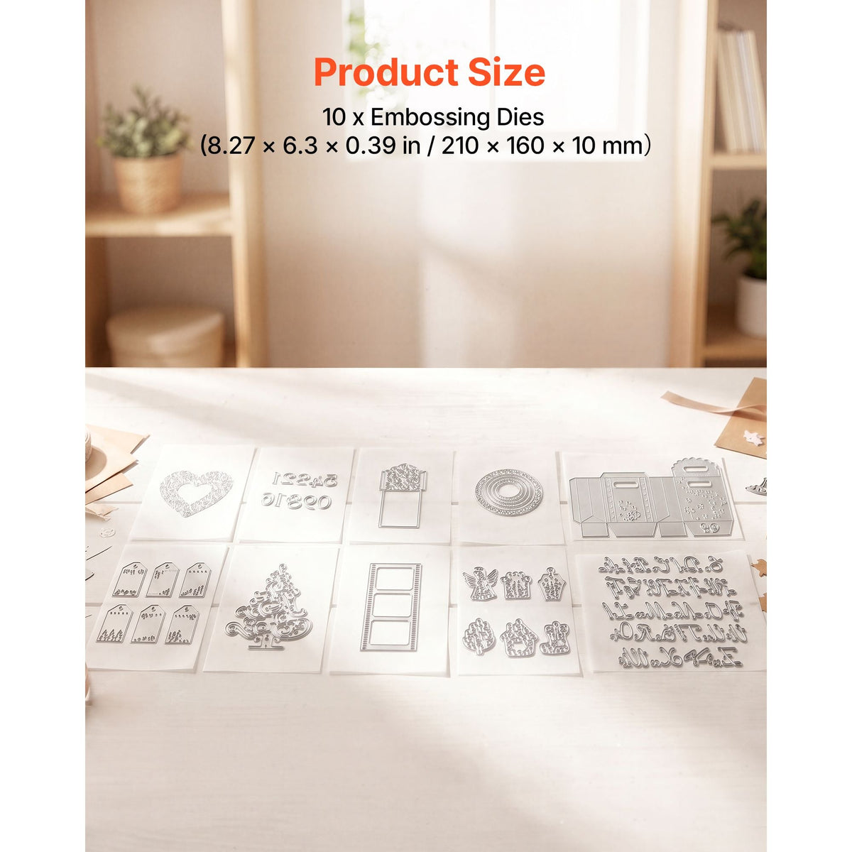 Cutting Dies, 10 Pieces Metal Die Cuts, Compatible with Die Cutting and Embossing Machine, Letters, Numbers, Tree Patterns, Cut Dies for Scrapbooking, Card Making, DIY Paper Crafting
