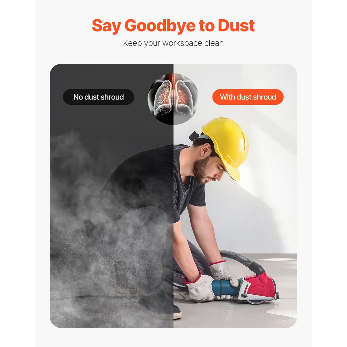 Cutting Dust Shroud for Angle Grinders, Universal 4-5 in Angle Grinder Dust Shroud with 6 Clamping Washers, Adjustable Cutting Depth, Connect to Vacuum Cleaner, for Wood Concrete Wall Stone
