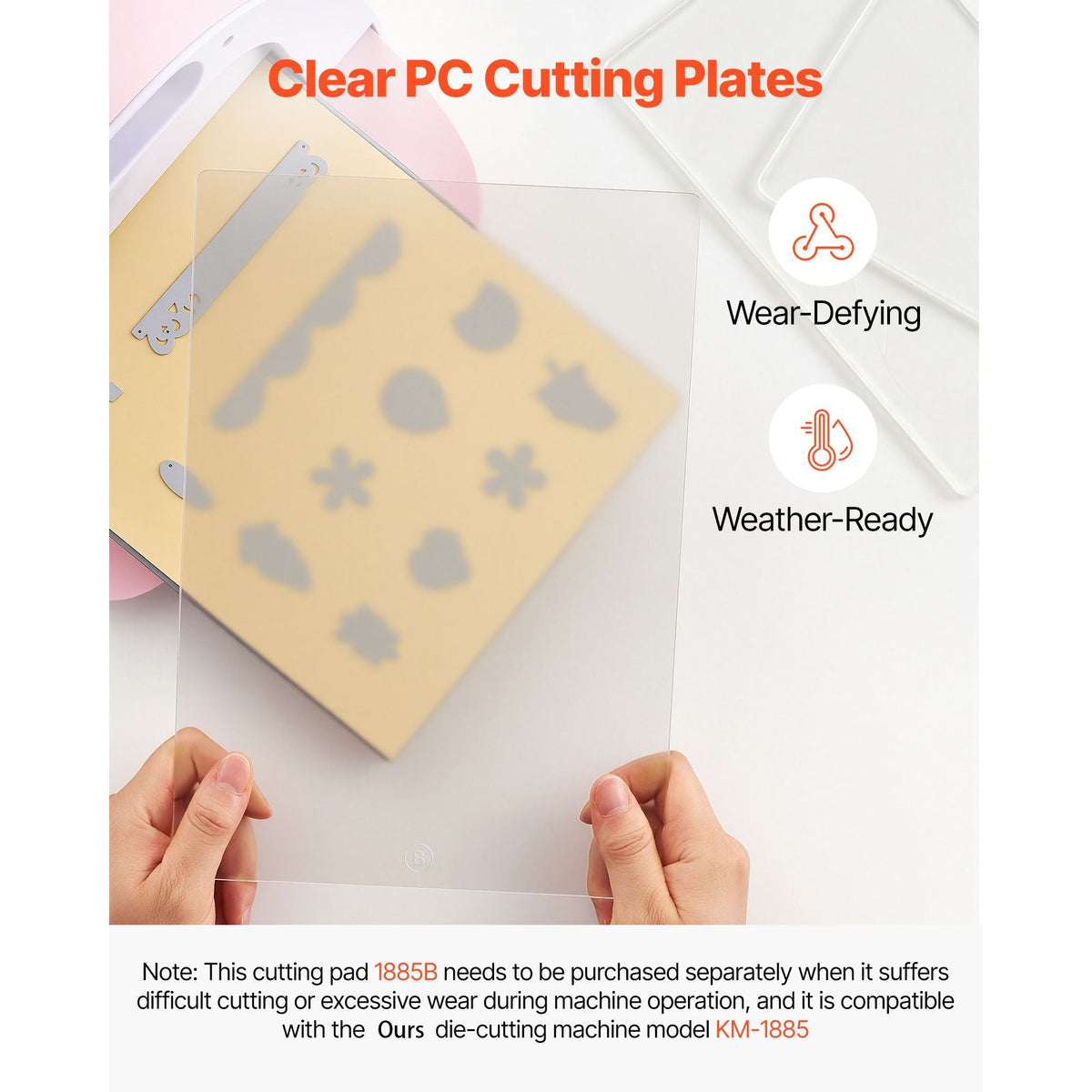 Cutting Plates, 6 Pcs, 12.13 x 8.5 x 0.12 in, Clear Polycarbonate Material, Die Cut Pads Compatible with Die Cutting and Embossing Machine KM-1885, for Scrapbooking and Card Making
