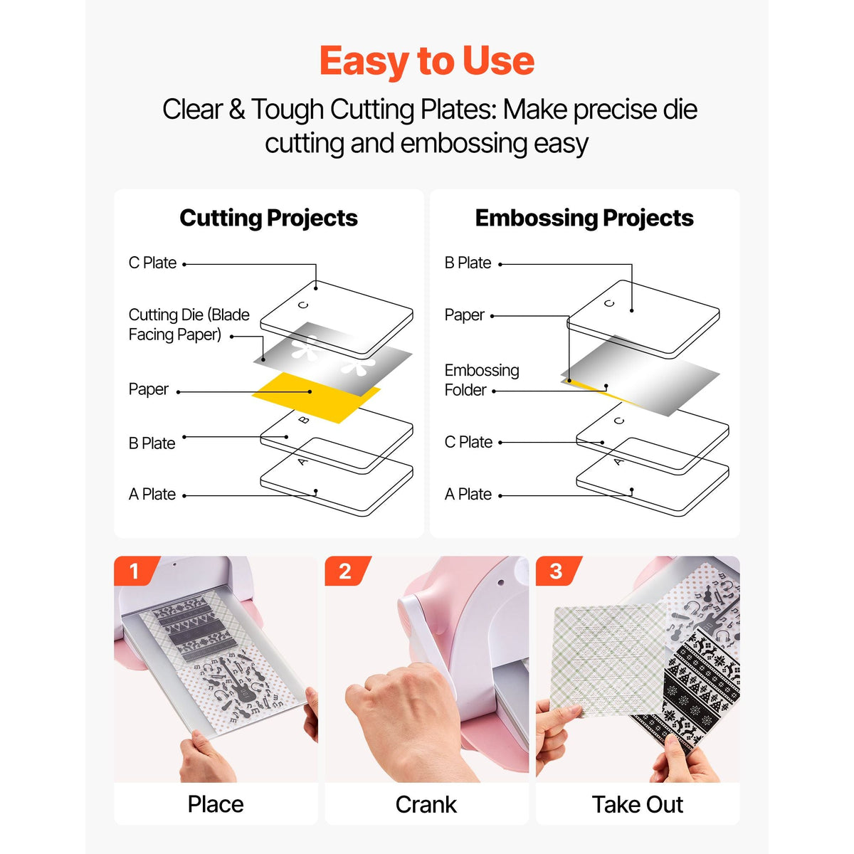Cutting Plates, 6 Pcs, 12.13 x 8.5 x 0.12 in, Clear Polycarbonate Material, Die Cut Pads Compatible with Die Cutting and Embossing Machine KM-1885, for Scrapbooking and Card Making