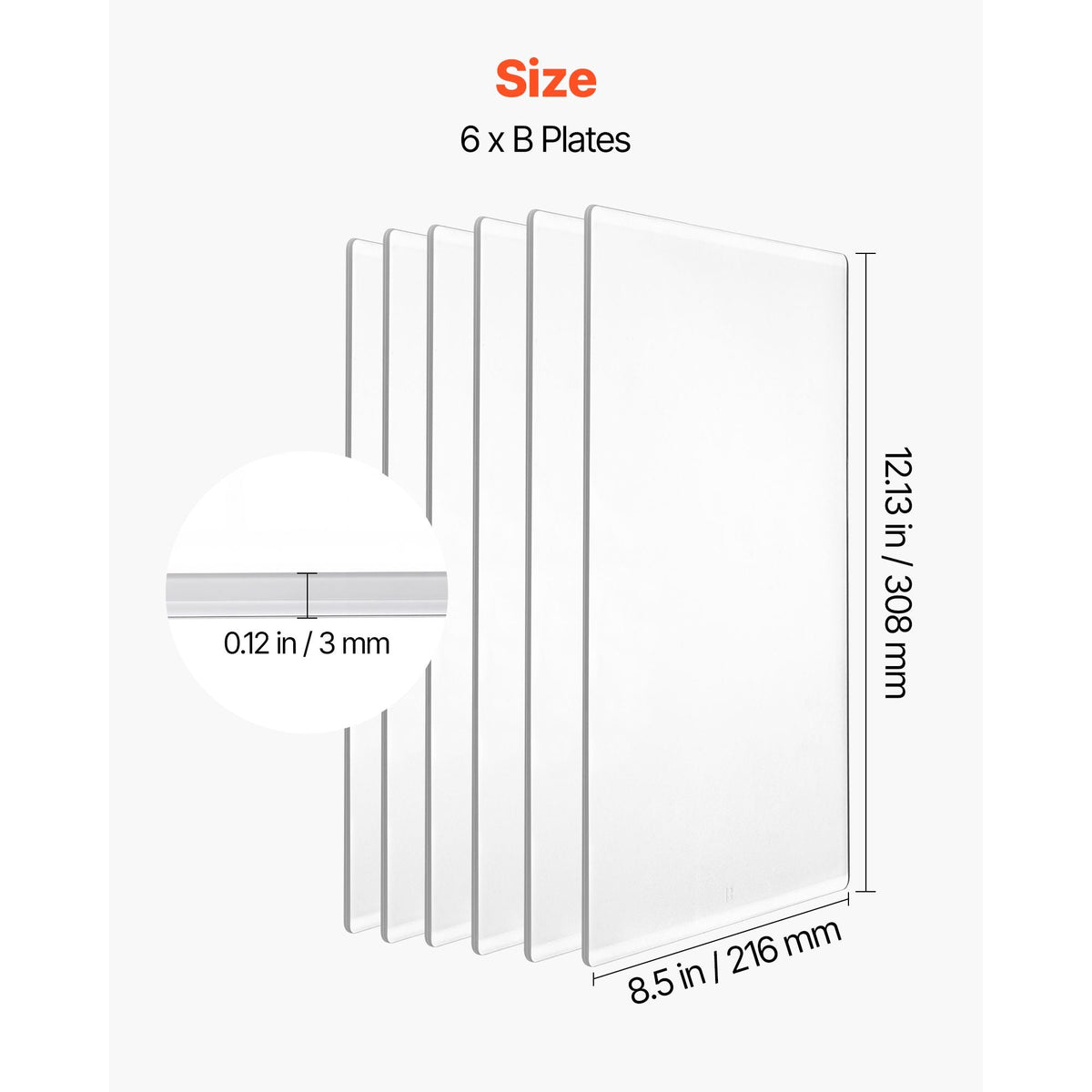 Cutting Plates, 6 Pcs, 12.13 x 8.5 x 0.12 in, Clear Polycarbonate Material, Die Cut Pads Compatible with Die Cutting and Embossing Machine KM-1885, for Scrapbooking and Card Making