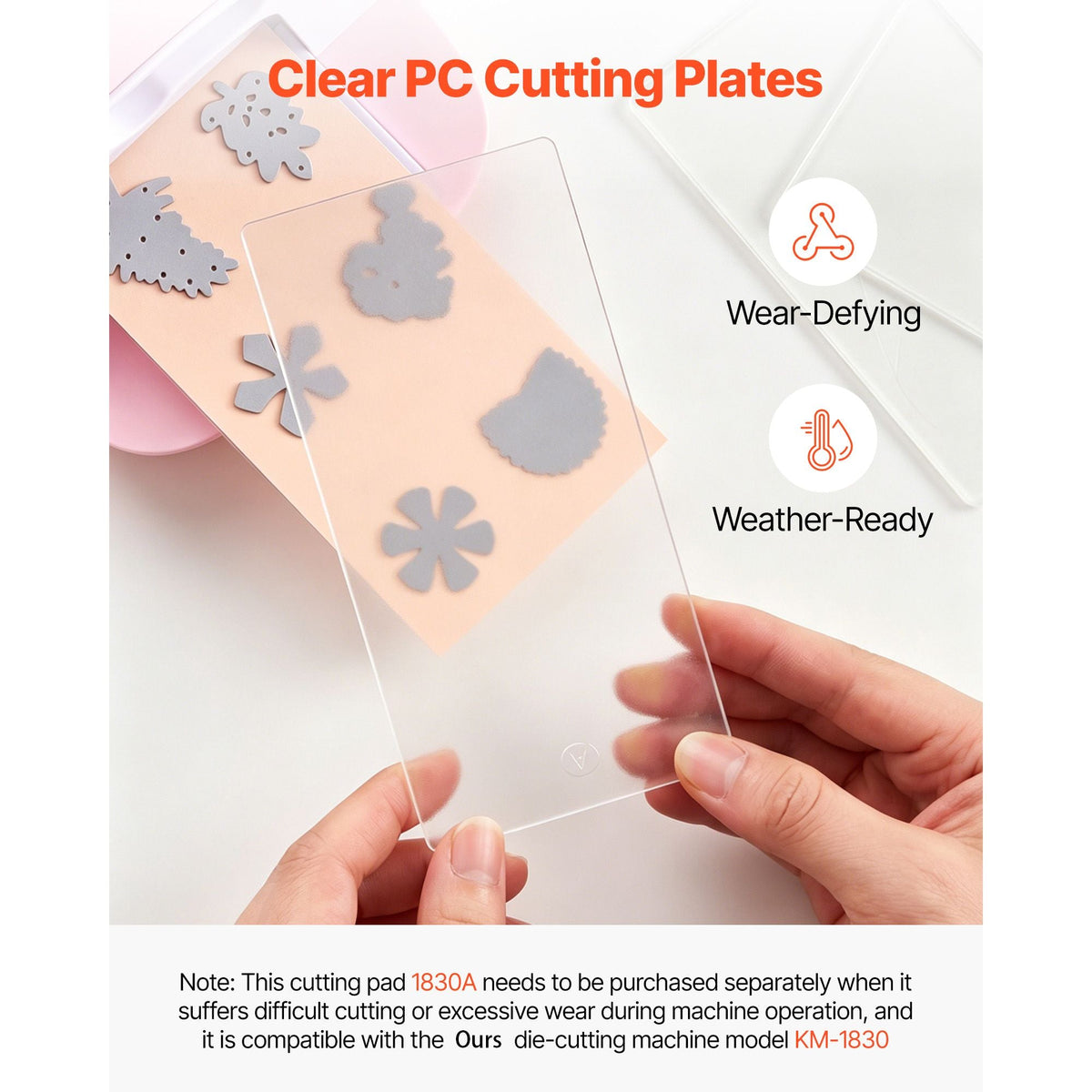 Cutting Plates, 6 Pcs, 6.69 x 3.15 x 0.1 in, Clear Polycarbonate Material, Die Cut Pads Compatible with Die Cutting and Embossing Machine KM-1830, for Scrapbooking and Card Making