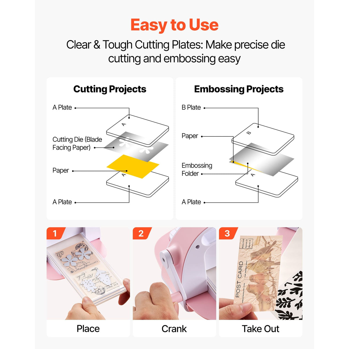 Cutting Plates, 6 Pcs, 6.69 x 3.15 x 0.1 in, Clear Polycarbonate Material, Die Cut Pads Compatible with Die Cutting and Embossing Machine KM-1830, for Scrapbooking and Card Making