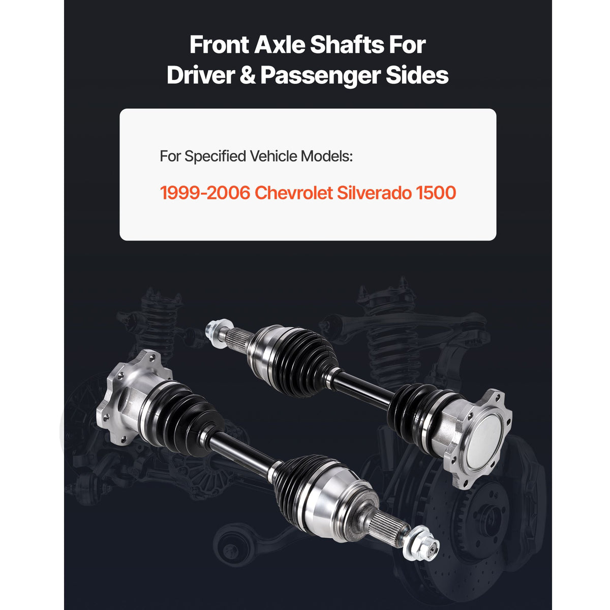 CV Axle Shaft Assembly, 2 Pieces Front Left & Right (Driver and Passenger Side), Automotive Replacement Axles Pair Compatible with 1999-2006 Chevrolet Silverado 1500, Alloy Steel & Carbon Steel