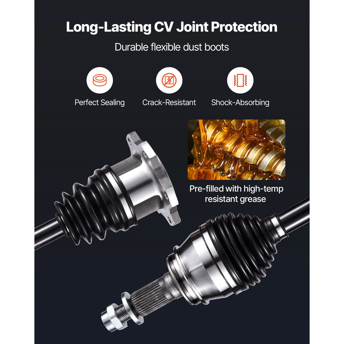 CV Axle Shaft Assembly, 2 Pieces Front Left & Right (Driver and Passenger Side), Automotive Replacement Axles Pair Compatible with 1999-2006 Chevrolet Silverado 1500, Alloy Steel & Carbon Steel