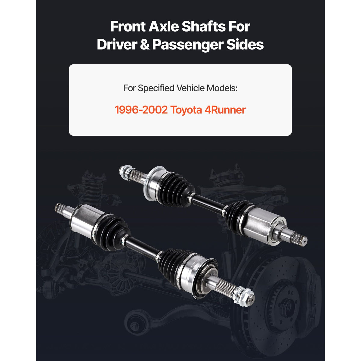 CV Axle Shaft Assembly, 2 Pieces Front Left & Right (Driver and Passenger Side), Automotive Replacement CV Joint Axles Pair Compatible with 1996-2002 Toyota 4Runner, Alloy Steel & Carbon Steel