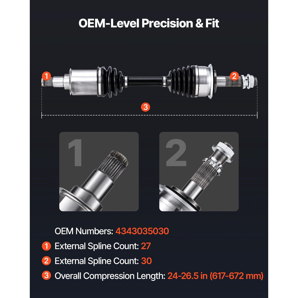 CV Axle Shaft Assembly, 2 Pieces Front Left & Right (Driver and Passenger Side), Automotive Replacement CV Joint Axles Pair Compatible with 1996-2002 Toyota 4Runner, Alloy Steel & Carbon Steel
