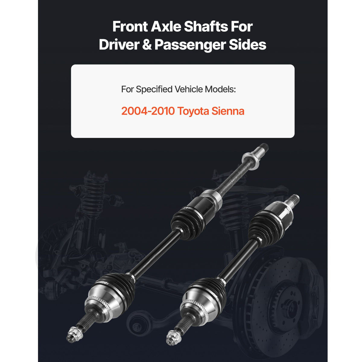 CV Axle Shaft Assembly, 2 Pieces Front Left & Right (Driver and Passenger Side), Automotive Replacement CV Joint Axles Pair Compatible with 2004-2010 Toyota Sienna, Alloy Steel & Carbon Steel