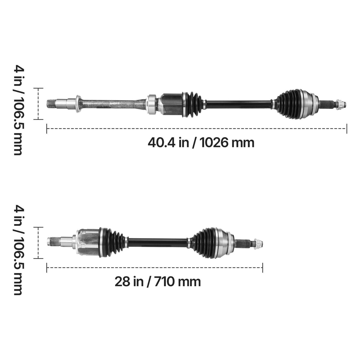 CV Axle Shaft Assembly, 2 Pieces Front Left & Right (Driver and Passenger Side), Automotive Replacement CV Joint Axles Pair Compatible with 2004-2010 Toyota Sienna, Alloy Steel & Carbon Steel