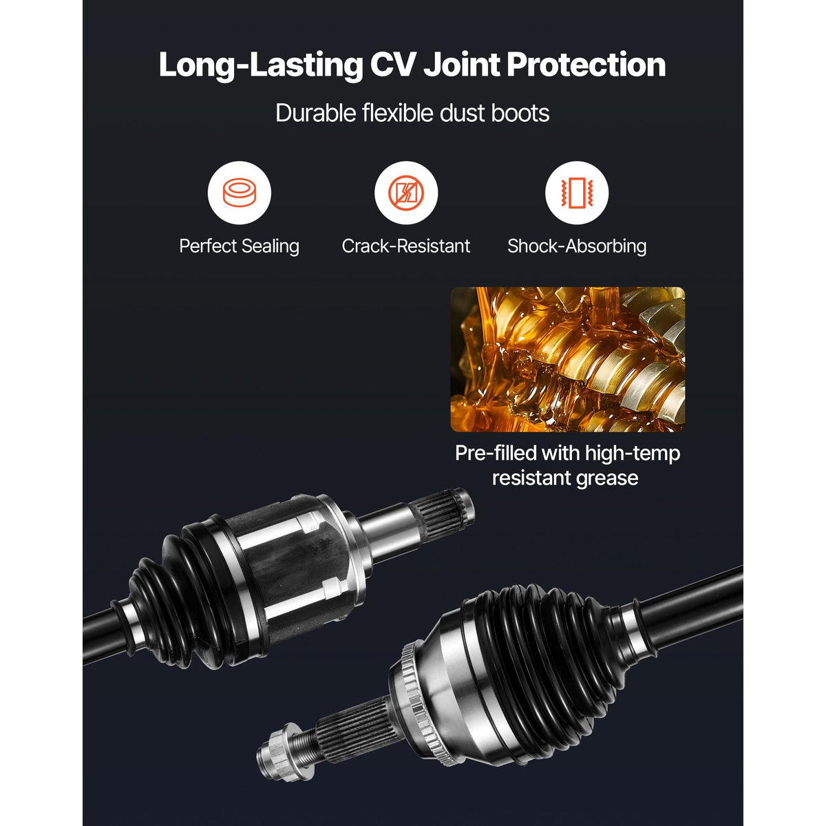 CV Axle Shaft Assembly, 2 Pieces Front Left & Right (Driver and Passenger Side), Automotive Replacement CV Joint Axles Pair Compatible with 2004-2010 Toyota Sienna, Alloy Steel & Carbon Steel