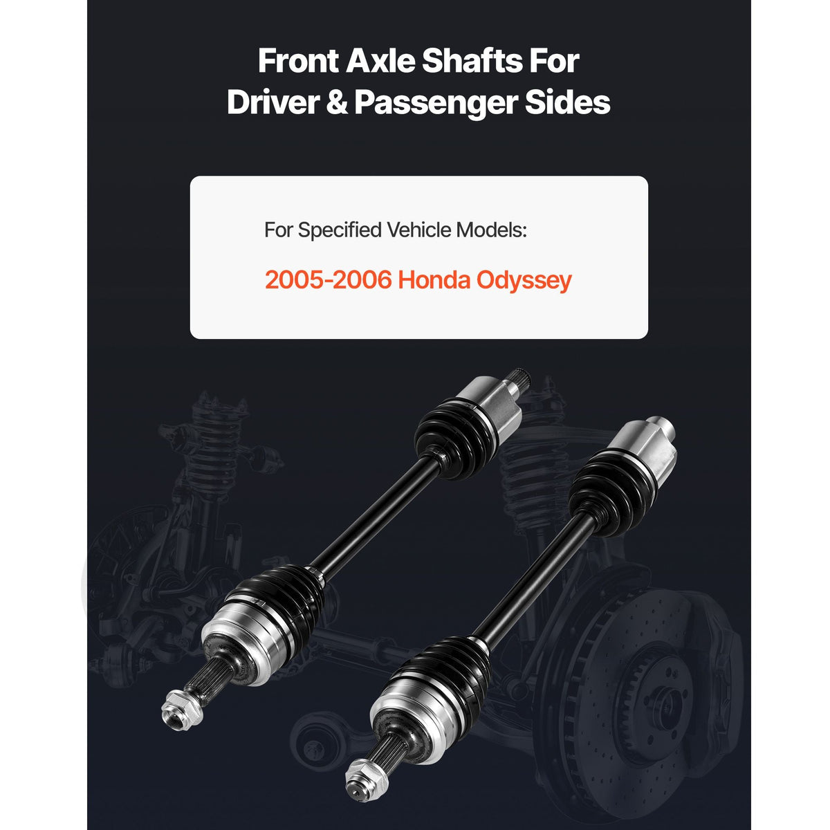 CV Axle Shaft Assembly, 2 Pieces Front Left & Right (Driver and Passenger Side), Automotive Replacement CV Joint Axles Pair Compatible with 2005-2006 Honda Odyssey, Alloy Steel & Carbon Steel