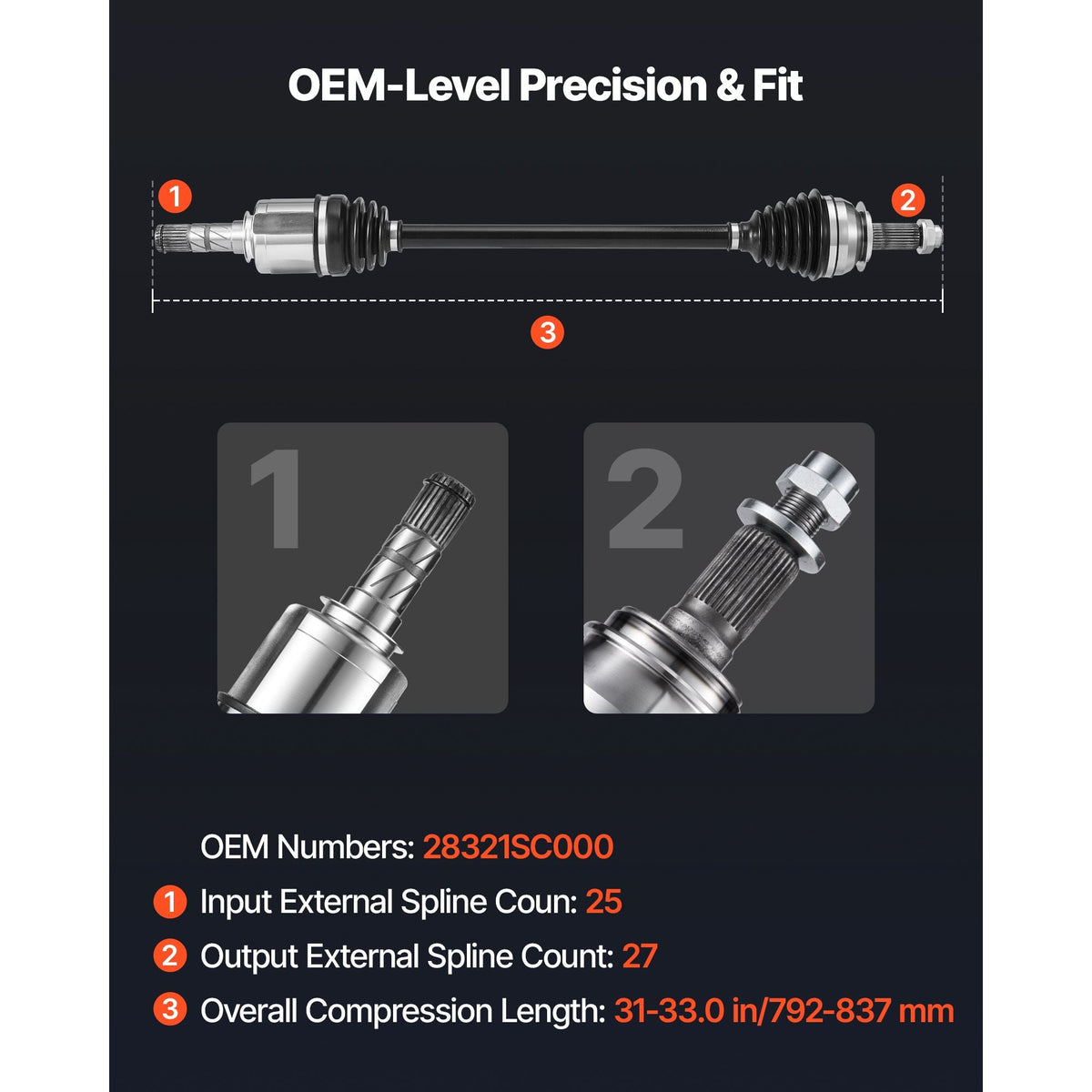 CV Axle Shaft Assembly, 2 Pieces Front Left & Right (Driver and Passenger Side), Automotive Replacement CV Joint Axles Pair Compatible with 2009-2013 Forester, Alloy Steel & Carbon Steel