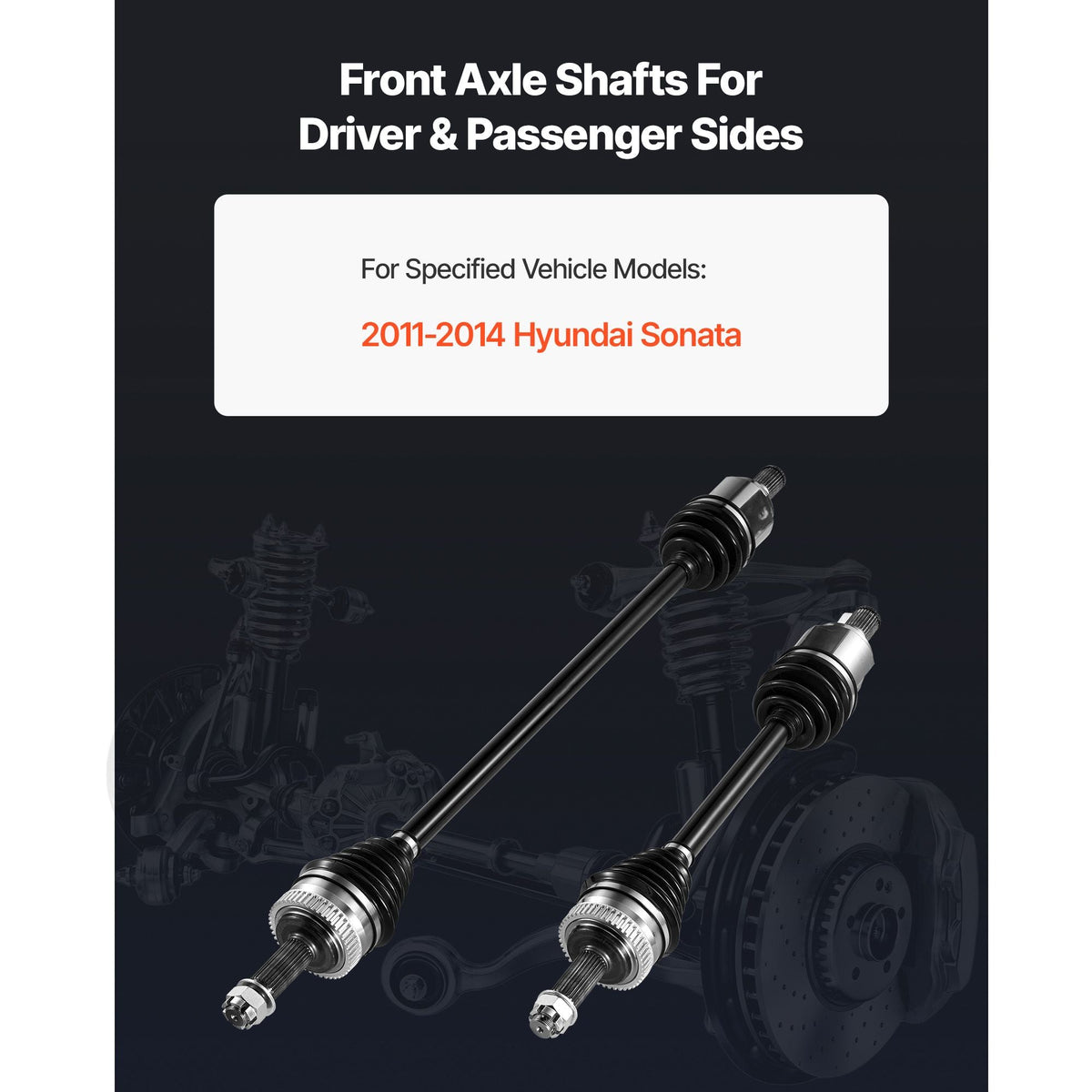 CV Axle Shaft Assembly, 2 Pieces Front Left & Right (Driver and Passenger Side), Automotive Replacement CV Joint Axles Pair Compatible with 2011-2014 Hyundai Sonata, Alloy Steel & Carbon Steel
