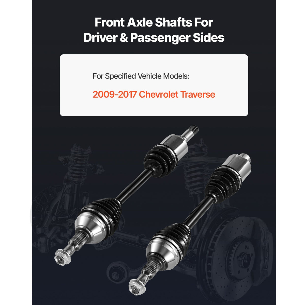 CV Axle Shaft Assembly, 2 Pieces Front Left & Right (Driver and Passenger Side), Automotive Replacement Joint Axles Pair Compatible with 2009-2017 Chevrolet Traverse, Alloy Steel & Carbon Steel