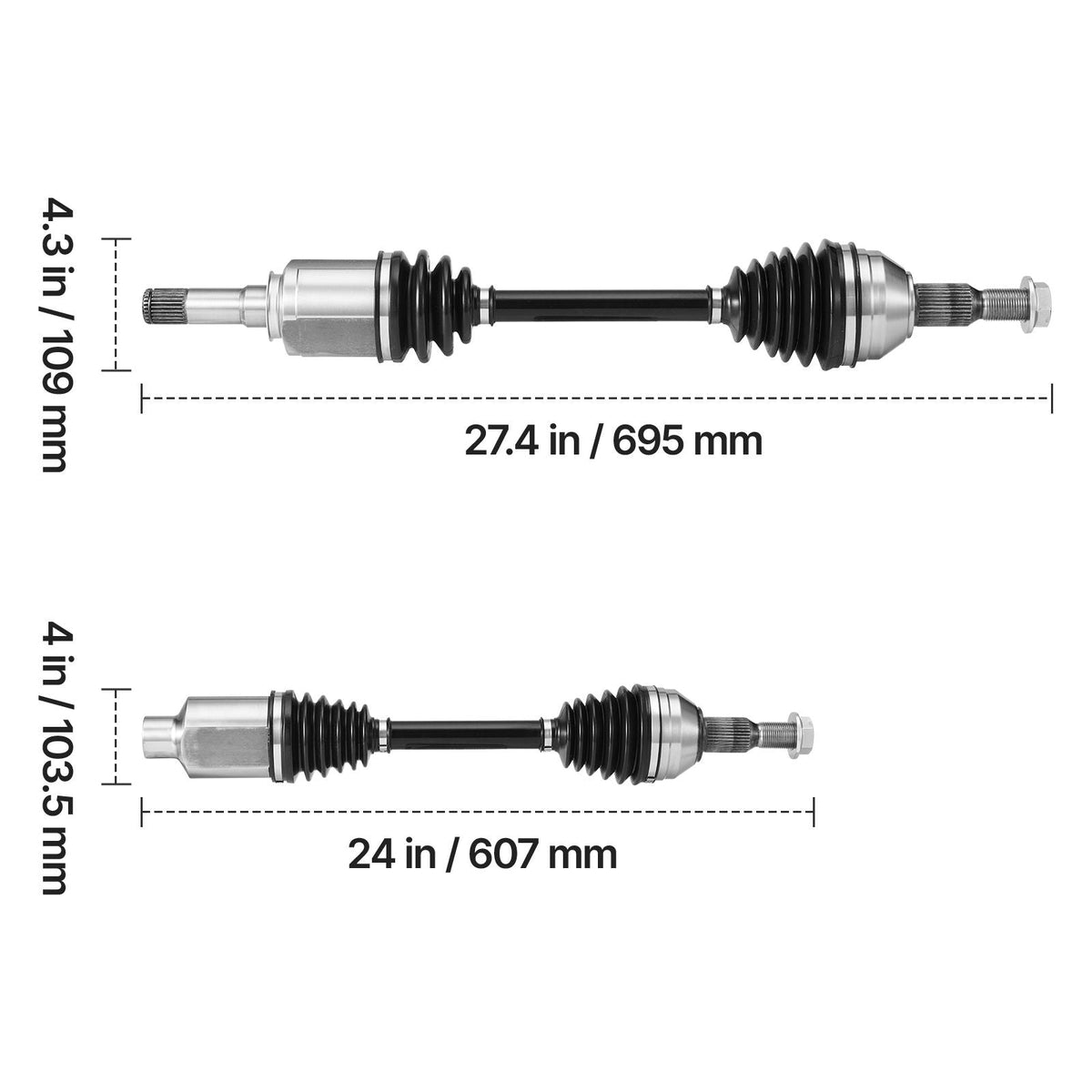 CV Axle Shaft Assembly, 2 Pieces Front Left & Right (Driver and Passenger Side), Automotive Replacement Joint Axles Pair Compatible with 2009-2017 Chevrolet Traverse, Alloy Steel & Carbon Steel