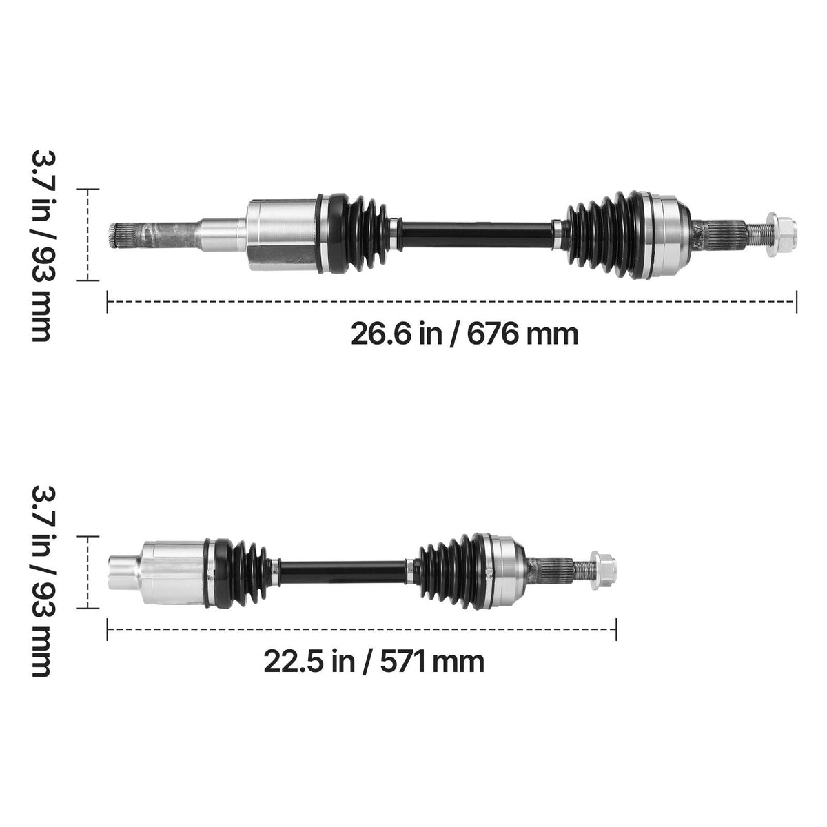 CV Axle Shaft Assembly, 2 Pieces Front Left & Right (Driver and Passenger Side), Automotive Replacement Joint Axles Pair Compatible with 2010-2017 Chevrolet Equinox, Alloy Steel & Carbon Steel
