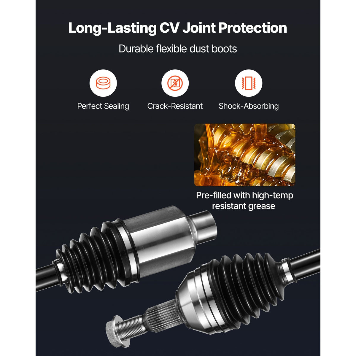 CV Axle Shaft Assembly, 2 Pieces Front Left & Right (Driver and Passenger Side), Automotive Replacement Joint Axles Pair Compatible with 2010-2017 Chevrolet Equinox, Alloy Steel & Carbon Steel