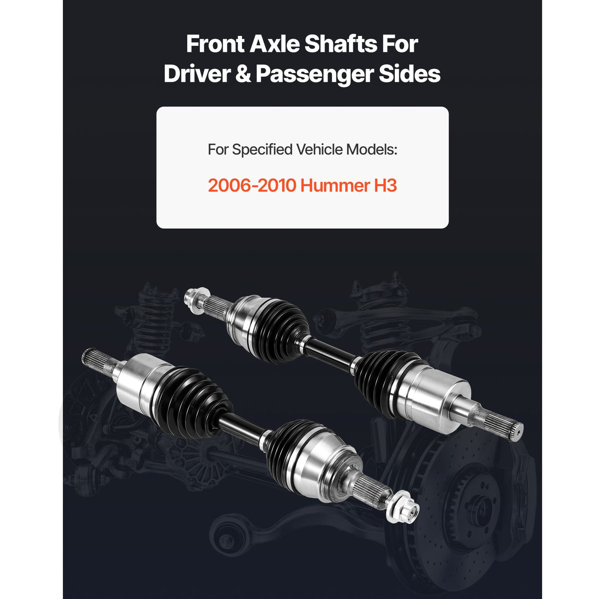 CV Axle Shaft Assembly, 2 Pieces Front Left & Right Side (Driver and Passenger Side), Automotive Replacement CV Joint Axles Pair Compatible with 2006-2010 Hummer H3, Alloy Steel & Carbon Steel
