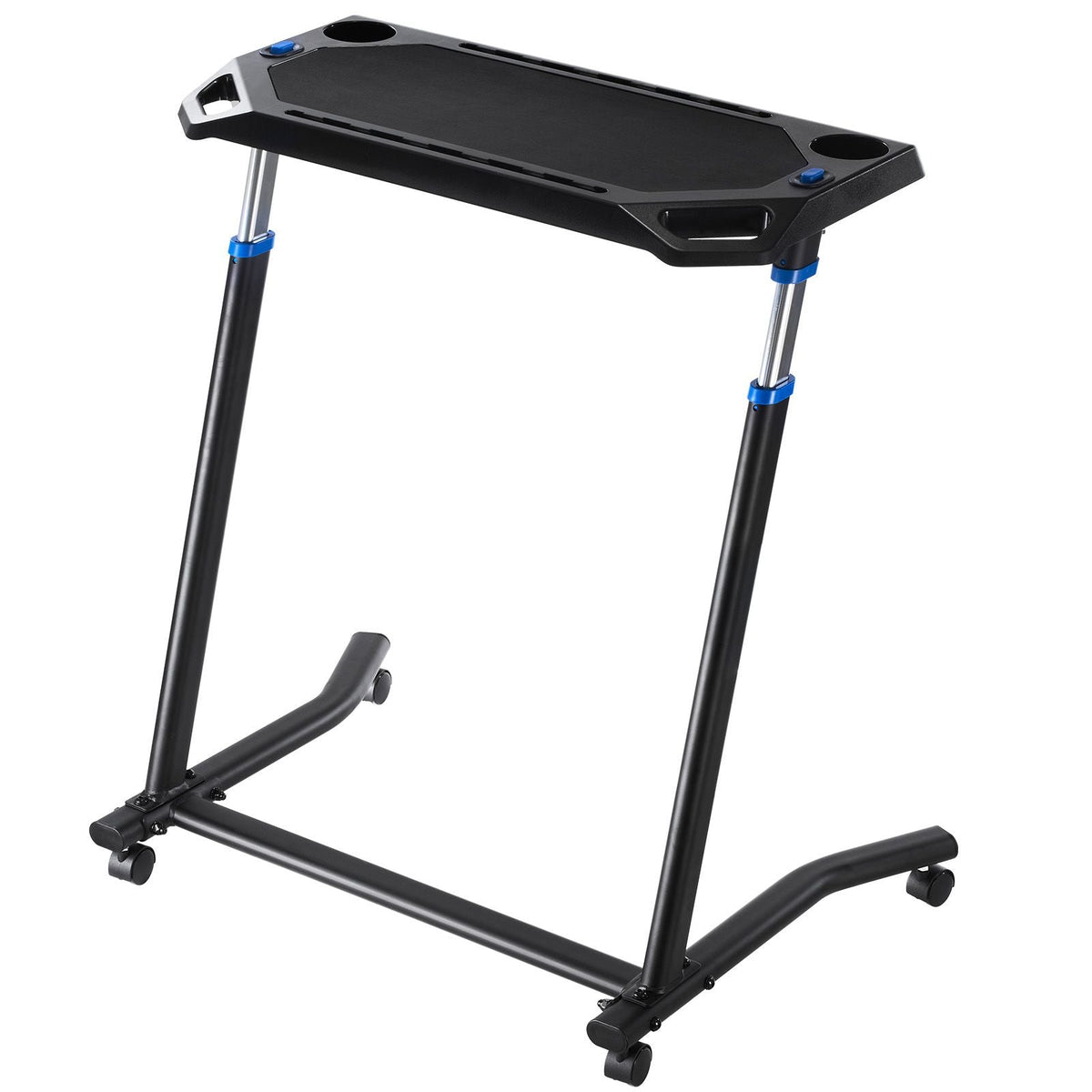 Cycling Desk, Mobile Foldable Multi-Functional Bike Trainer & Treadmill Desk with Lockable Wheels, Non-Slip Multi-Slot Bike Trainer Fitness Desk with Handle Bar, Fit for Home Office Exercise