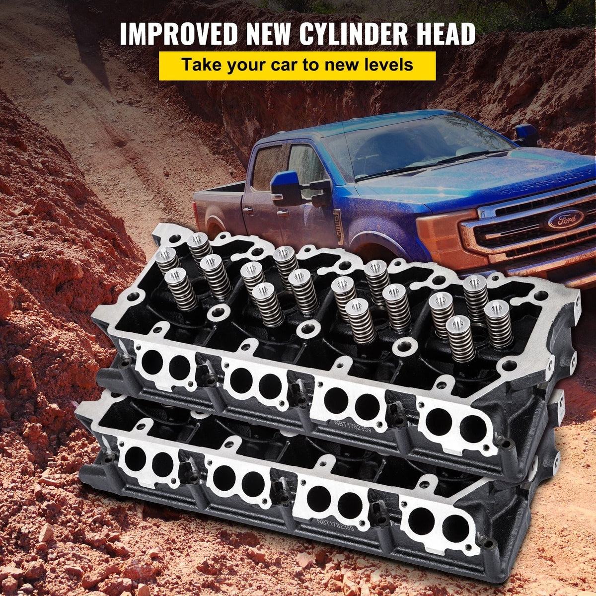 Cylinder Head Assembled, Engine Cylinder Head Assembly Replacement 6.4L, Cast Iron Cylinder Head Fit for 08-10 Ford F250 F350 F450 F550
