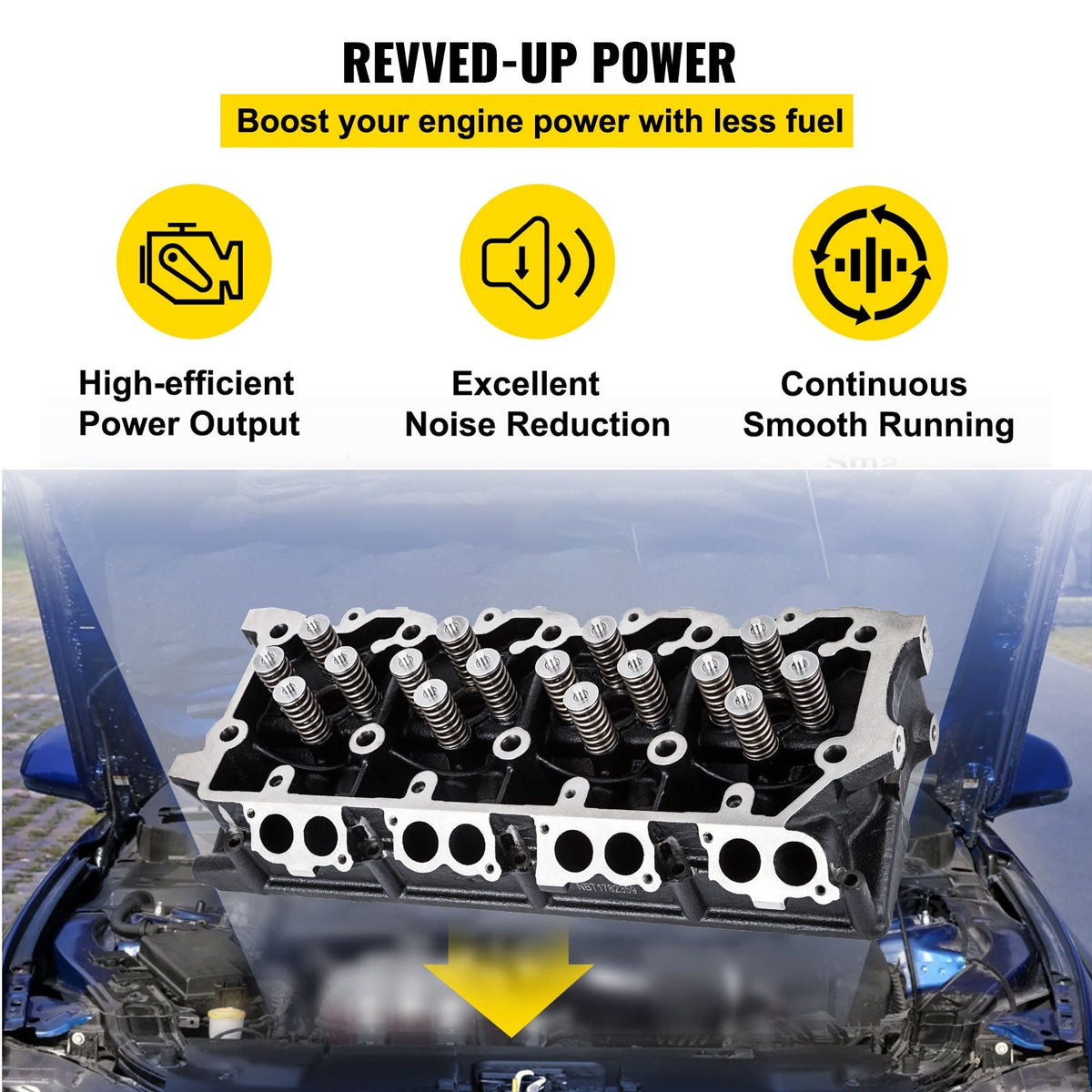 Cylinder Head Assembled, Engine Cylinder Head Assembly Replacement 6.4L, Cast Iron Cylinder Head Fit for 08-10 Ford F250 F350 F450 F550