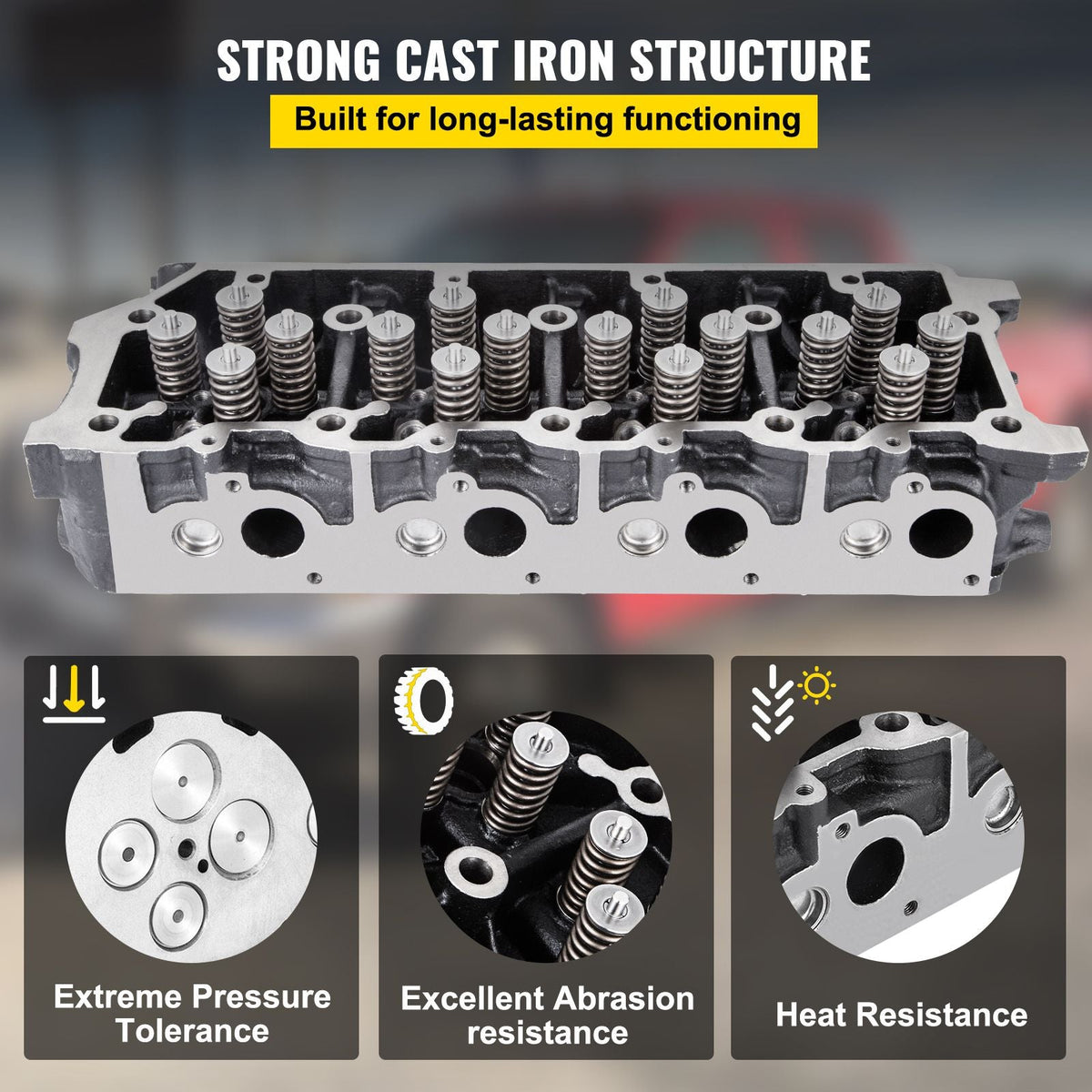 Cylinder Head Assembled, Engine Cylinder Head Assembly Replacement 6.4L, Cast Iron Cylinder Head Fit for 08-10 Ford F250 F350 F450 F550