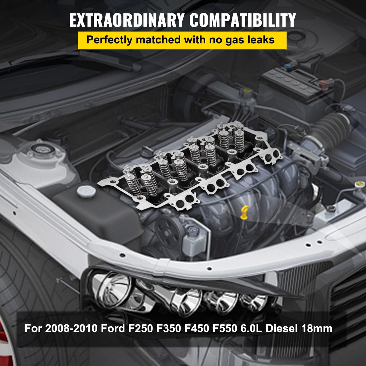 Cylinder Head Assembled, Engine Cylinder Head Assembly Replacement 6.4L, Cast Iron Cylinder Head Fit for 08-10 Ford F250 F350 F450 F550