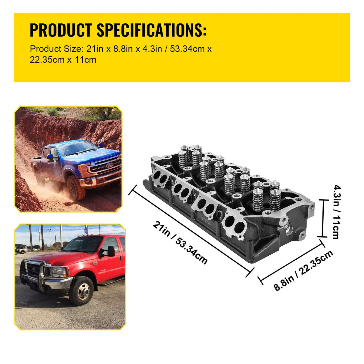 Cylinder Head Assembled, Engine Cylinder Head Assembly Replacement 6.4L, Cast Iron Cylinder Head Fit for 08-10 Ford F250 F350 F450 F550