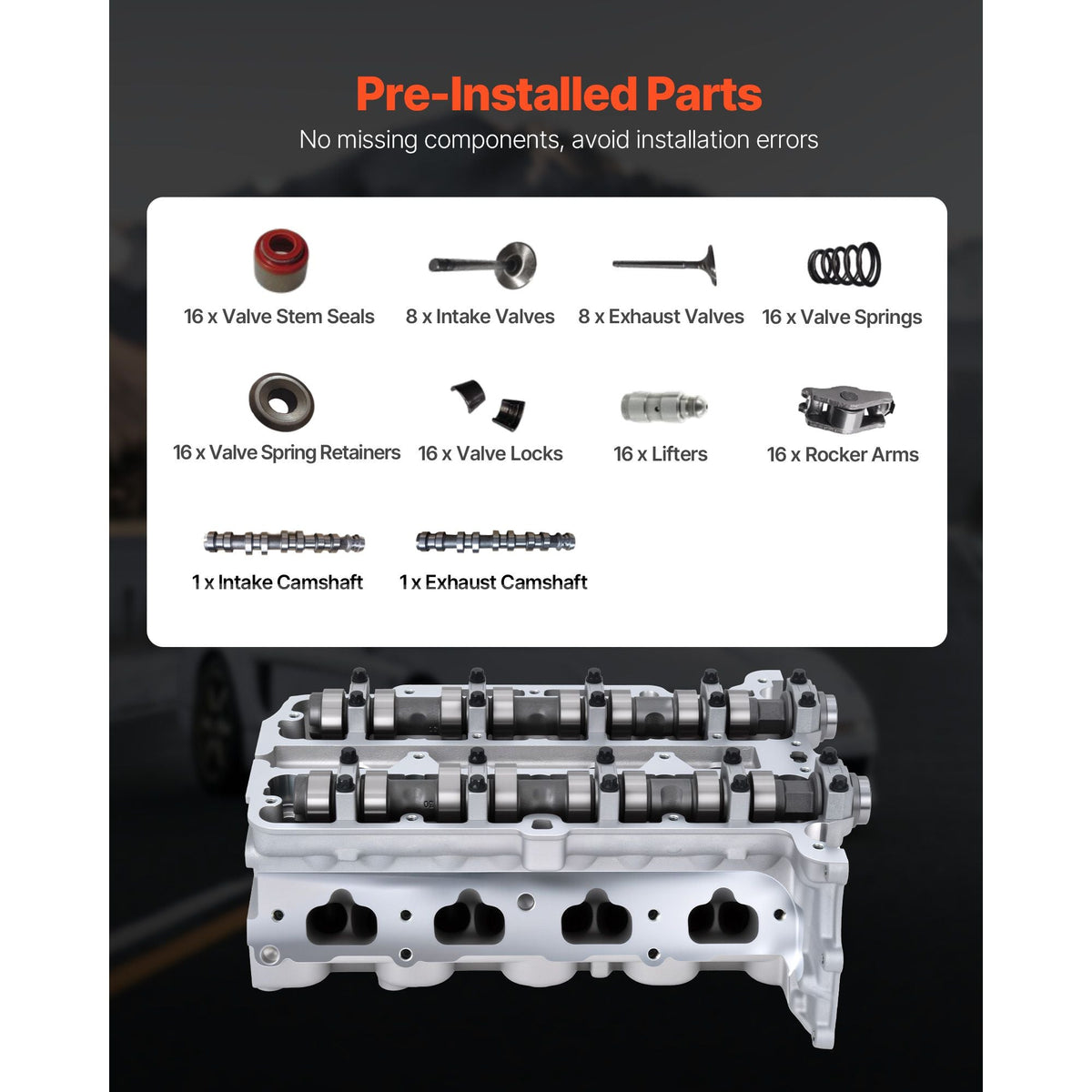 Cylinder Head Assembly for 2011-2019 Chevy Cruze Sonic Trax 1.4L Turbo, 2013-2019 Buick Encore 4 Cyl 1.4L, Complete Engine Cylinder Head Assembly Replaces 55573669, 55565291, 55573010, 55573011
